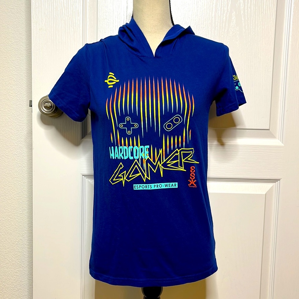 Gamer Hoodie Shirt gamer esports pro wear short sleeve shirt with hood